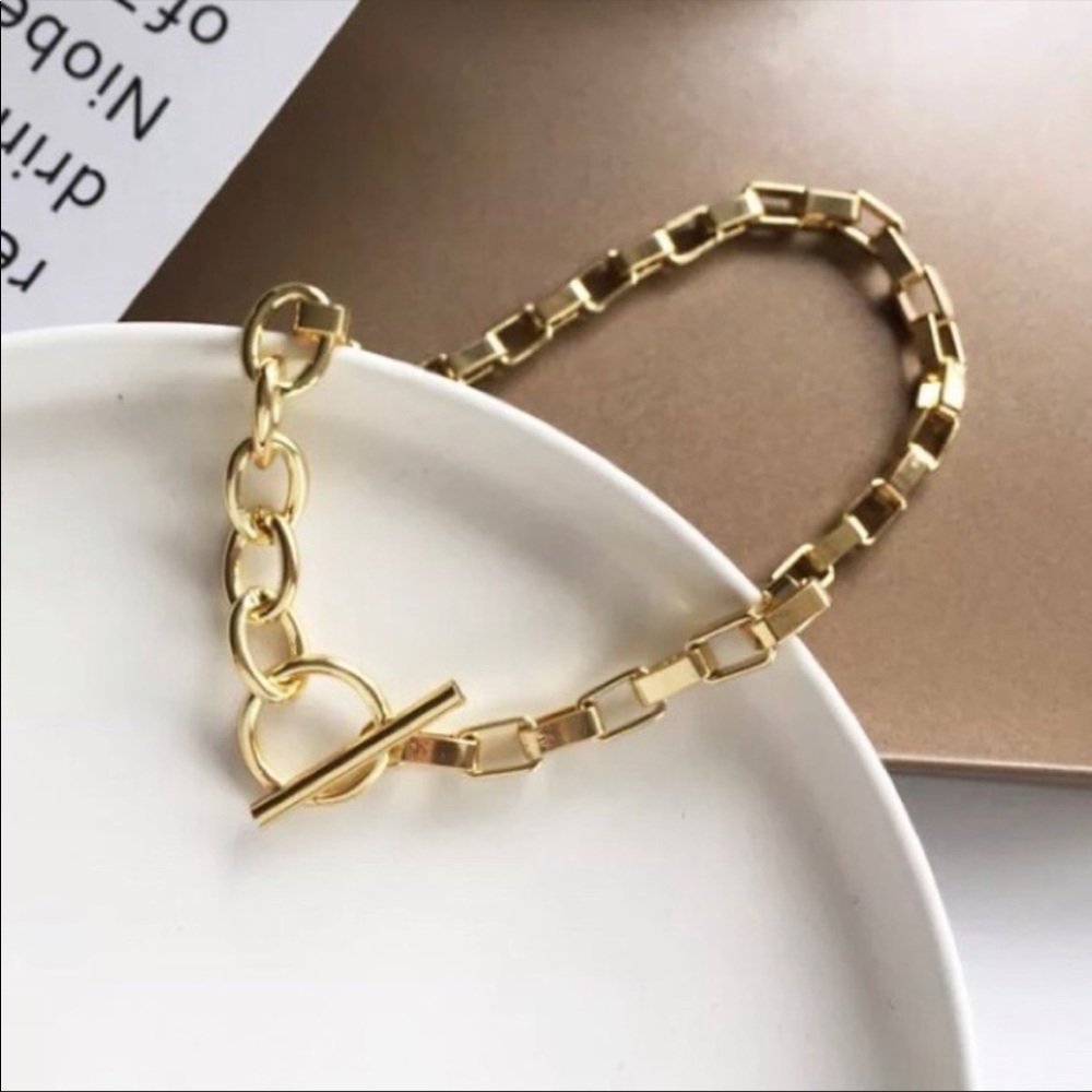 NEW 18K YELLOW GOLD CHUNKY CHAIN NECKLACE, NICE NECKLACE, CUTE NECKLACE - Picture 5 of 7